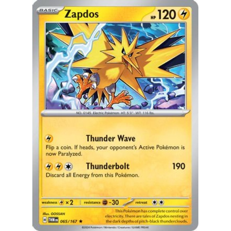 Zapdos 065/167  - Holofoil SV06 Twilight Masquerade - Rare