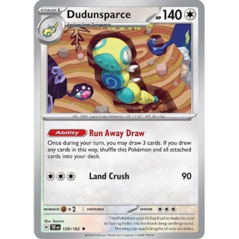 Dudunsparce 129/162  - Reverse Holofoil SV05 Temporal Forces - Rare