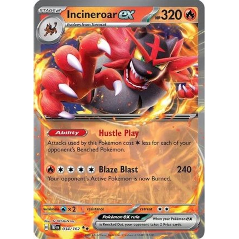 Incineroar ex 034/162  - Holofoil SV05 Temporal Forces - Double Rare