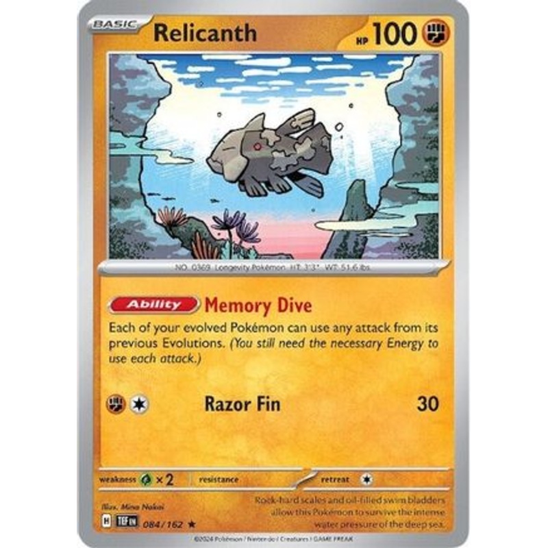 Relicanth 084/162  - Reverse Holofoil SV05 Temporal Forces - Rare