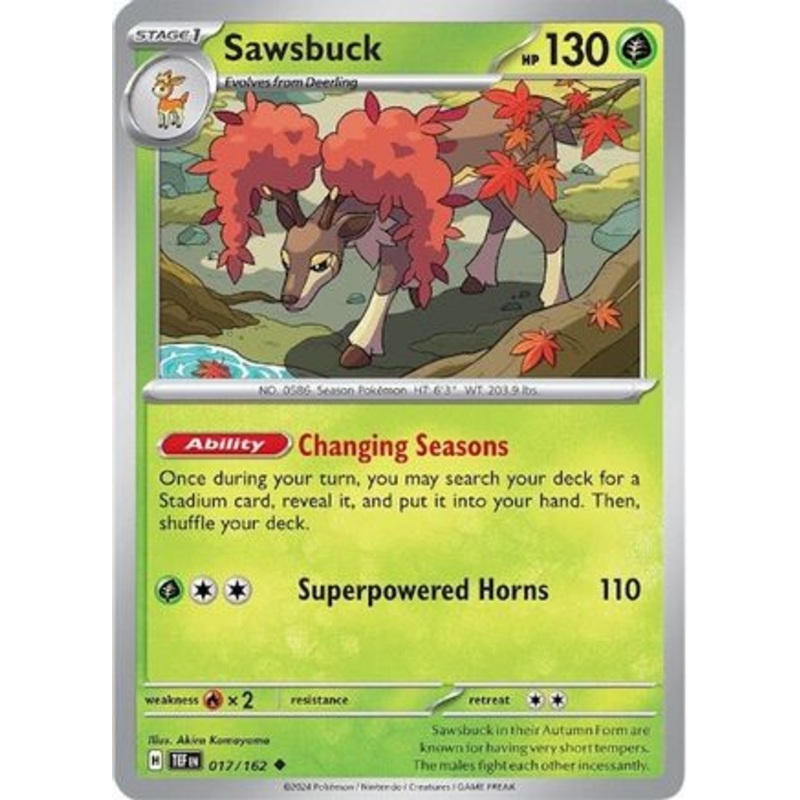 Sawsbuck 017/162  - Reverse Holofoil SV05 Temporal Forces - Uncommon