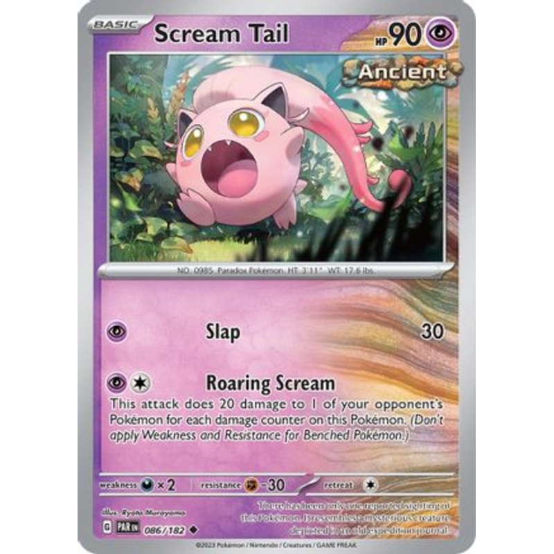 Scream Tail 086/182  - Reverse Holofoil SV04 Paradox Rift - Uncommon