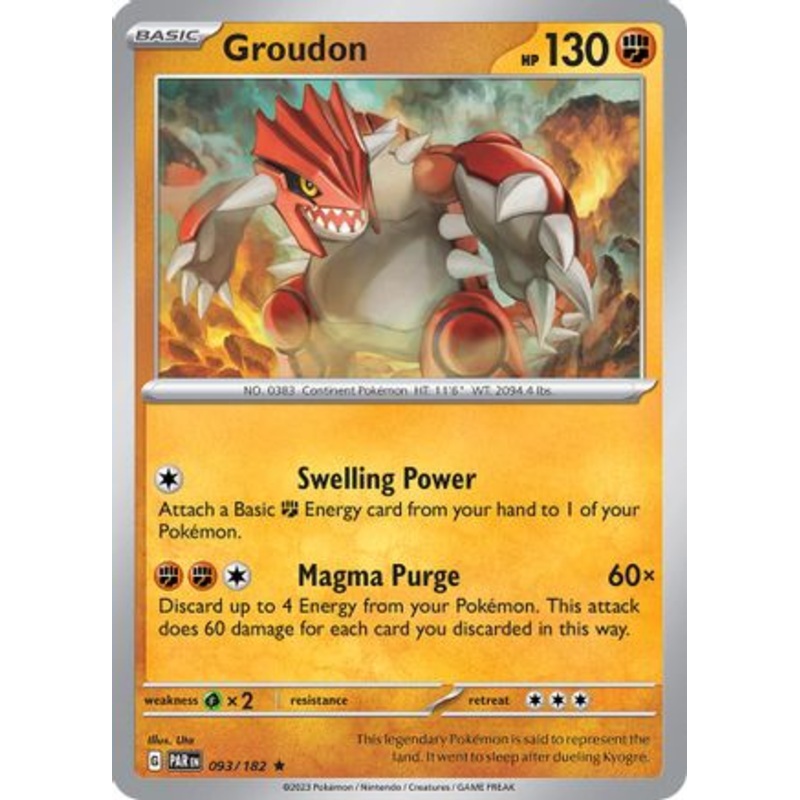 Groudon 093/182  - Reverse Holofoil SV04 Paradox Rift - Rare