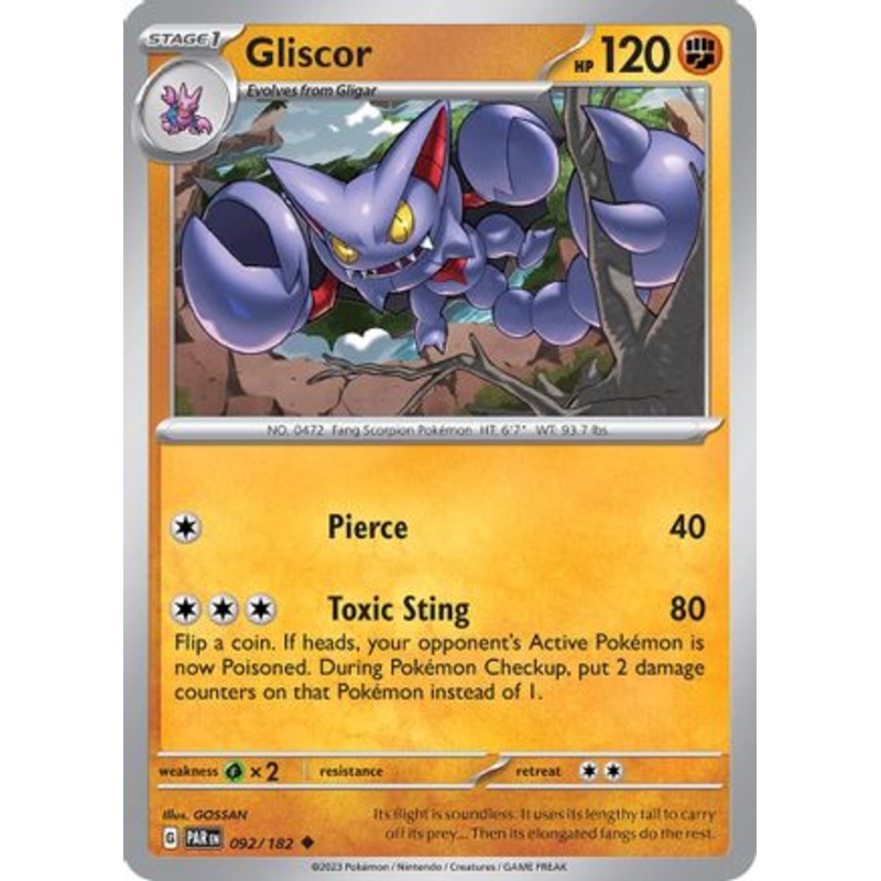 Gliscor 092/182  - Reverse Holofoil SV04 Paradox Rift - Uncommon