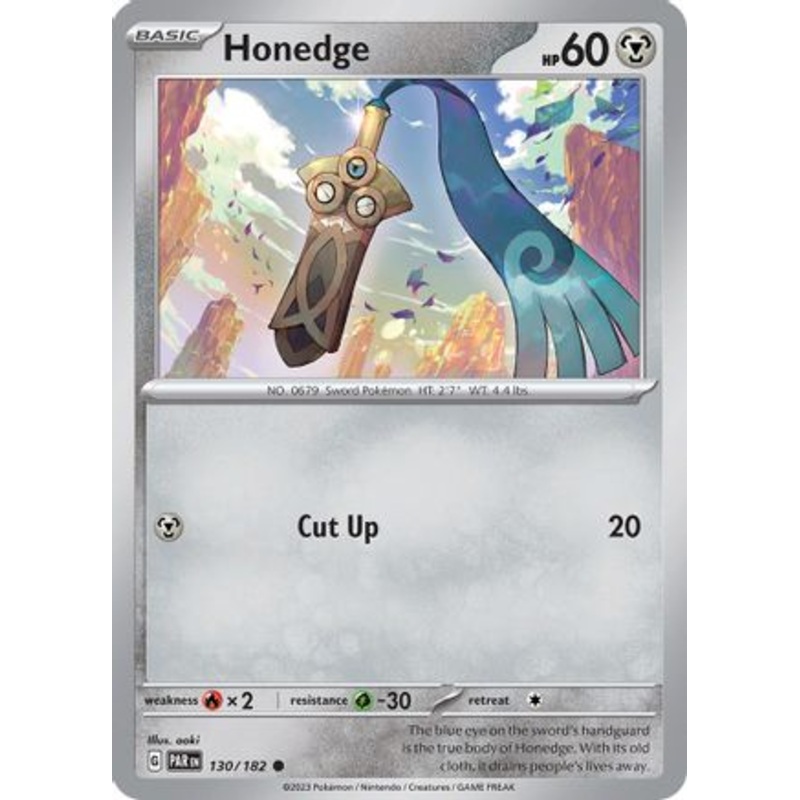 Honedge 130/182  - Reverse Holofoil SV04 Paradox Rift - Common