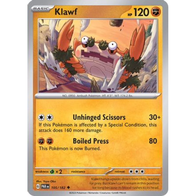 Klawf 105/182  - Reverse Holofoil SV04 Paradox Rift - Uncommon