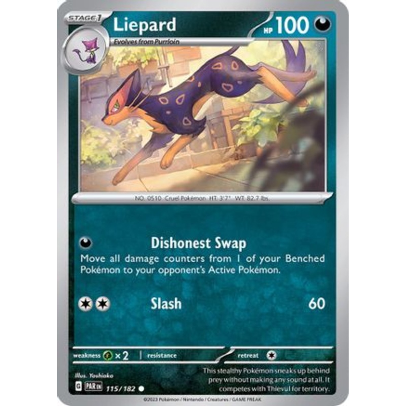 Liepard 115/182  - Reverse Holofoil SV04 Paradox Rift - Common