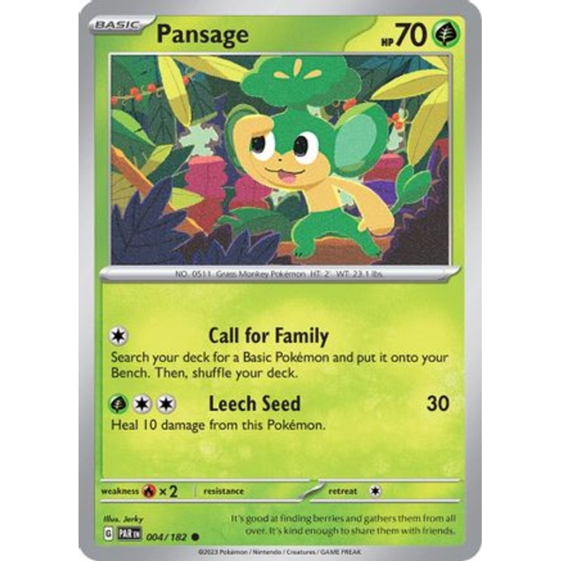 Pansage 004/182  - Reverse Holofoil SV04 Paradox Rift - Common