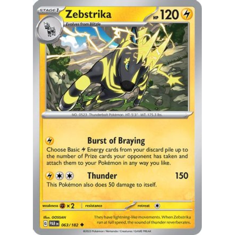 Zebstrika 063/182  - Reverse Holofoil SV04 Paradox Rift - Uncommon