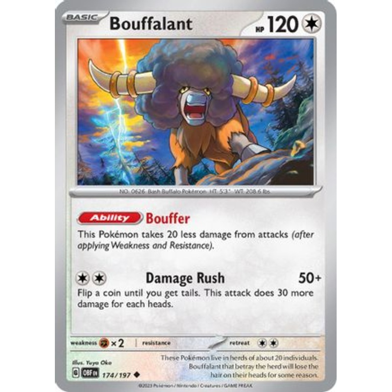 Bouffalant 174/197  - Reverse Holofoil SV03 Obsidian Flames - Uncommon