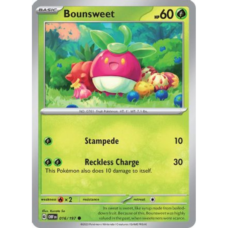 Bounsweet 016/197  - Reverse Holofoil SV03 Obsidian Flames - Common