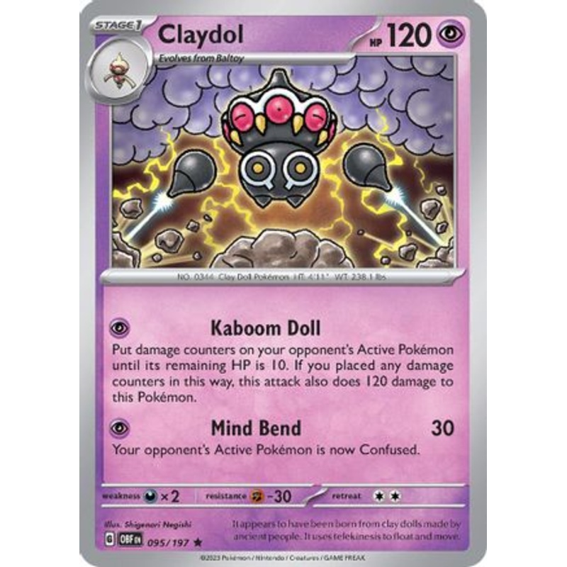 Claydol 095/197  - Reverse Holofoil SV03 Obsidian Flames - Rare