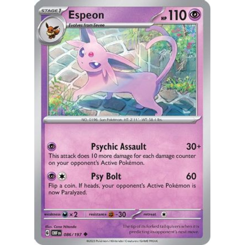 Espeon 086/197  - Reverse Holofoil SV03 Obsidian Flames - Uncommon