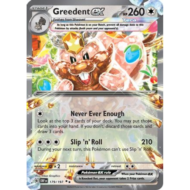 Greedent ex 179/197  - Holofoil SV03 Obsidian Flames - Double Rare
