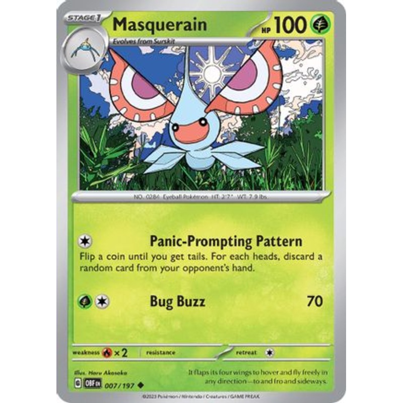 Masquerain 007/197  - Reverse Holofoil SV03 Obsidian Flames - Uncommon