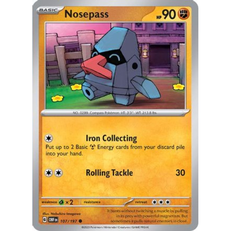 Nosepass 107/197  - Reverse Holofoil SV03 Obsidian Flames - Common