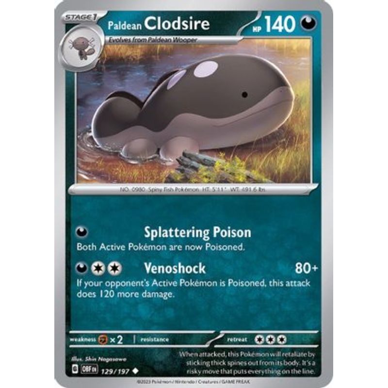Paldean Clodsire 129/197  SV03 Obsidian Flames - Uncommon