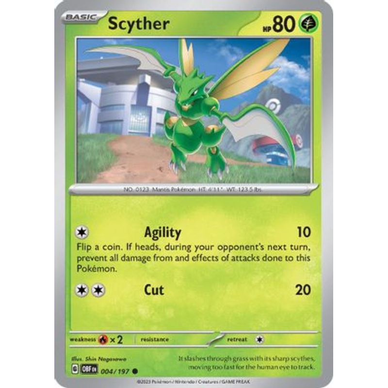 Scyther 004/197  - Reverse Holofoil SV03 Obsidian Flames - Common