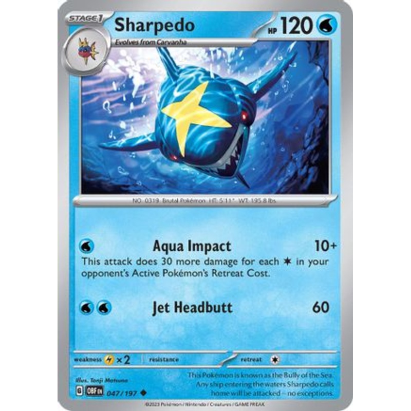 Sharpedo 047/197  - Reverse Holofoil SV03 Obsidian Flames - Uncommon