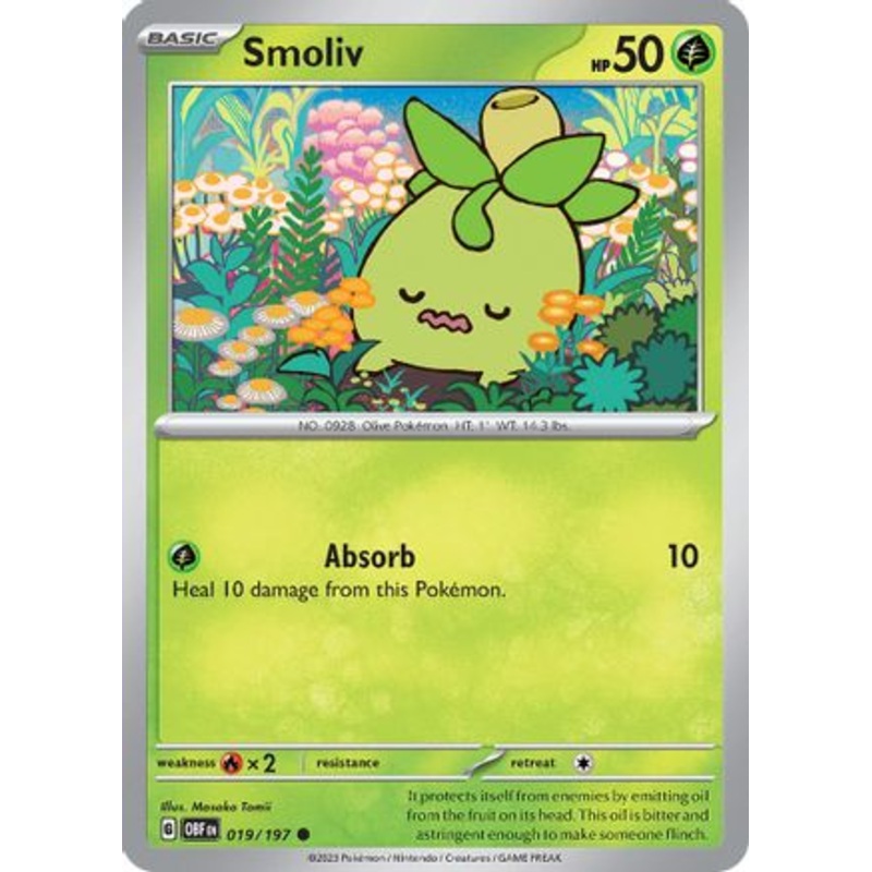 Smoliv 019/197  - Reverse Holofoil SV03 Obsidian Flames - Common