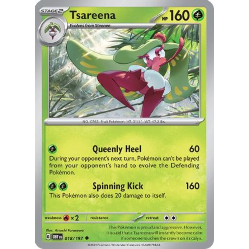 Tsareena 018/197  - Reverse Holofoil SV03 Obsidian Flames - Uncommon