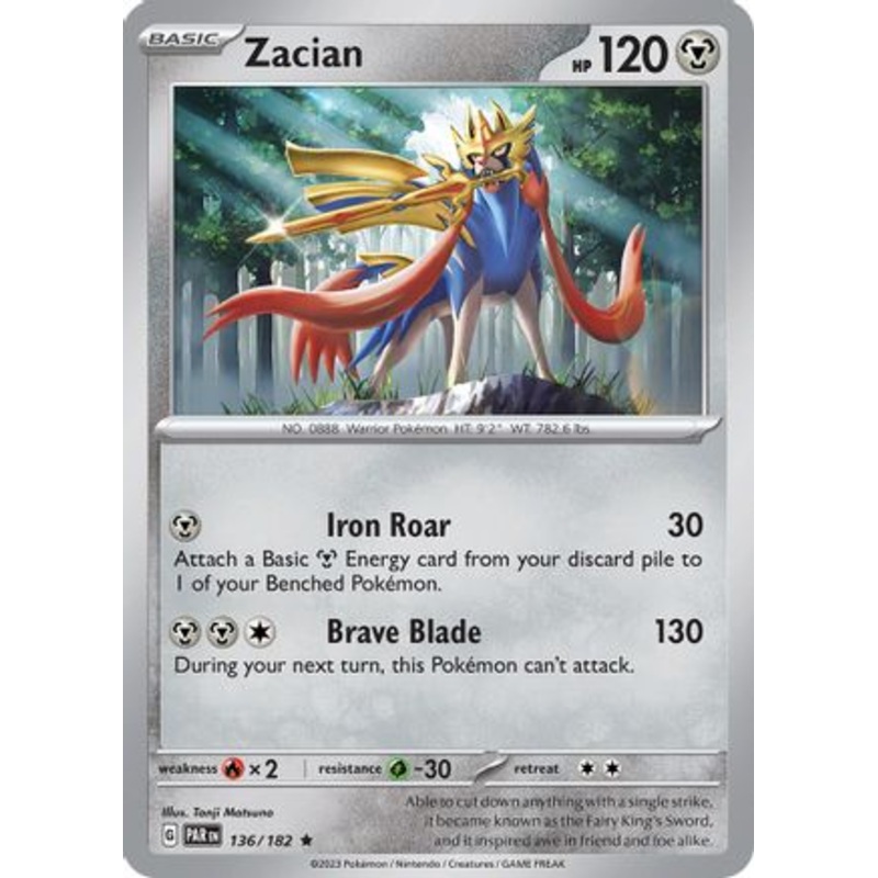 Zacian 136/182  - Reverse Holofoil SV04 Paradox Rift - Rare