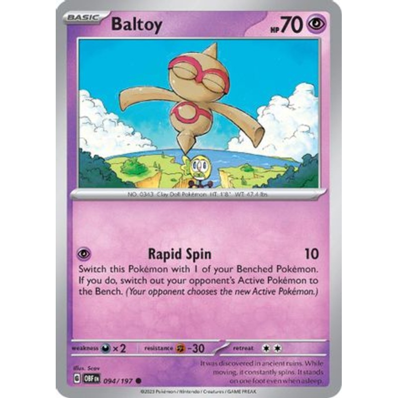 Baltoy 094/197  - Reverse Holofoil SV03 Obsidian Flames - Common