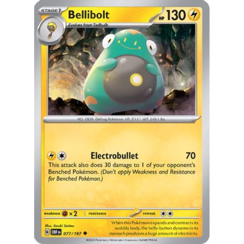 Bellibolt 077/197  - Reverse Holofoil SV03 Obsidian Flames - Uncommon