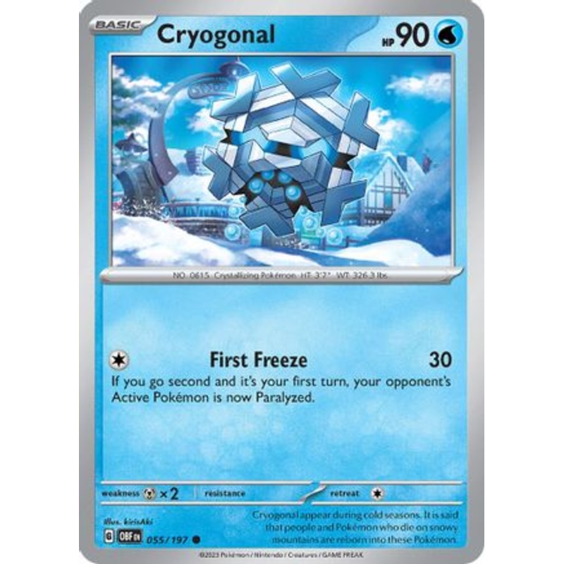 Cryogonal 055/197  - Reverse Holofoil SV03 Obsidian Flames - Common