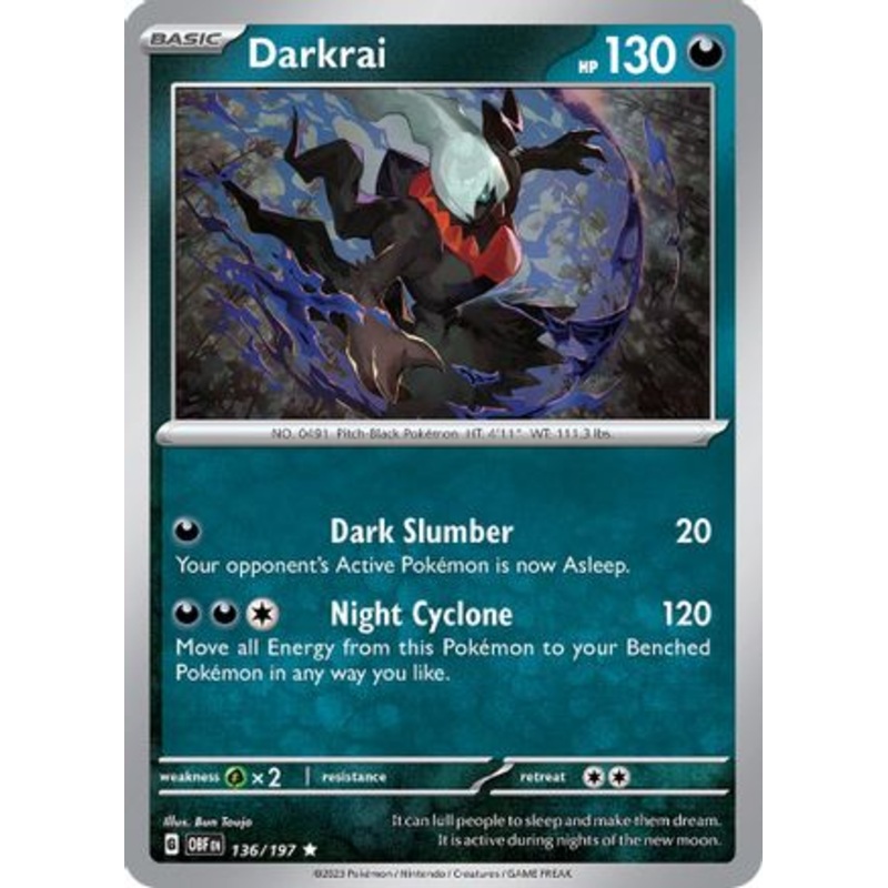Darkrai 136/197  - Reverse Holofoil SV03 Obsidian Flames - Rare
