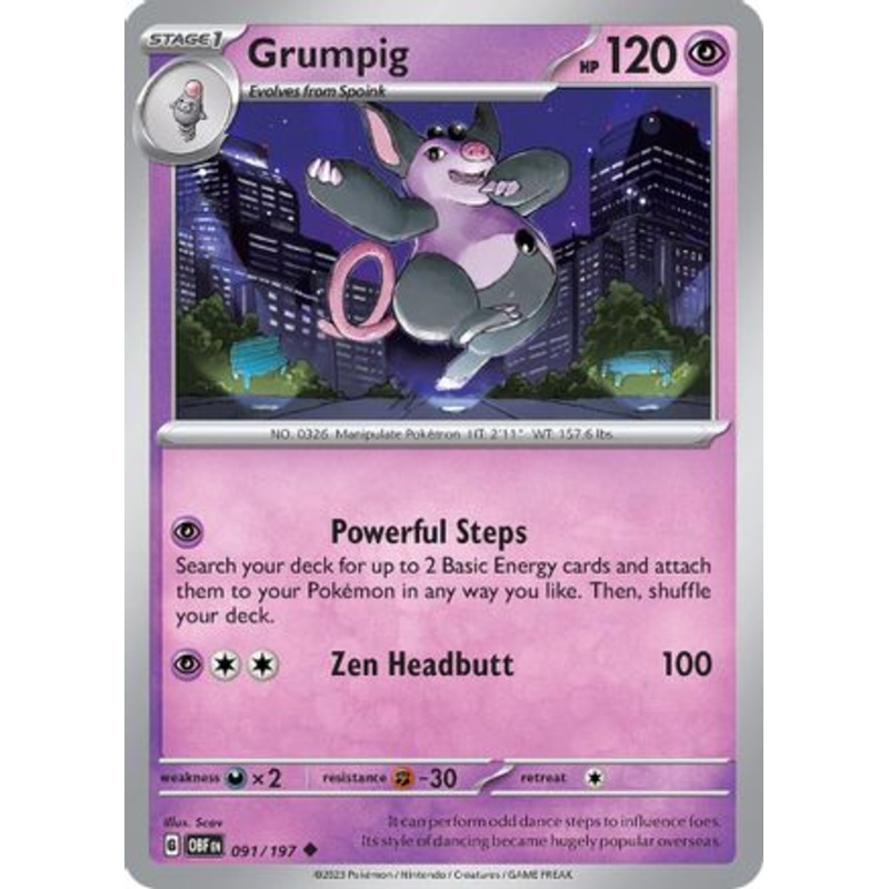 Grumpig 091/197  SV03 Obsidian Flames - Uncommon