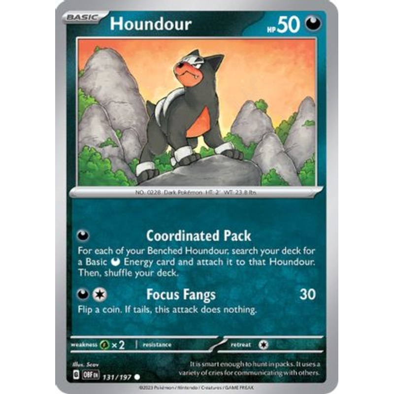 Houndour 131/197  - Reverse Holofoil SV03 Obsidian Flames - Common