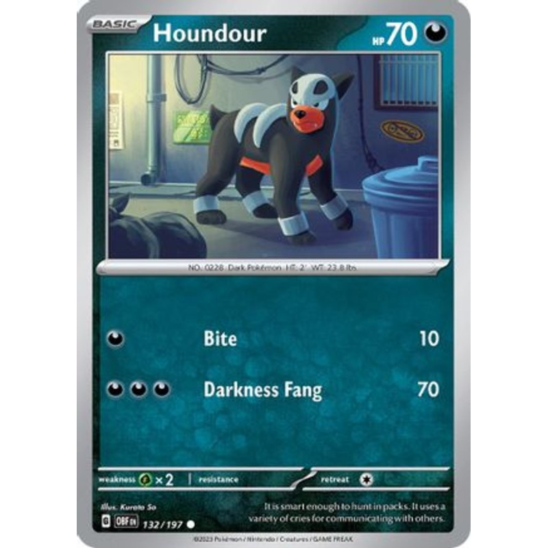 Houndour 132/197  - Reverse Holofoil SV03 Obsidian Flames - Common
