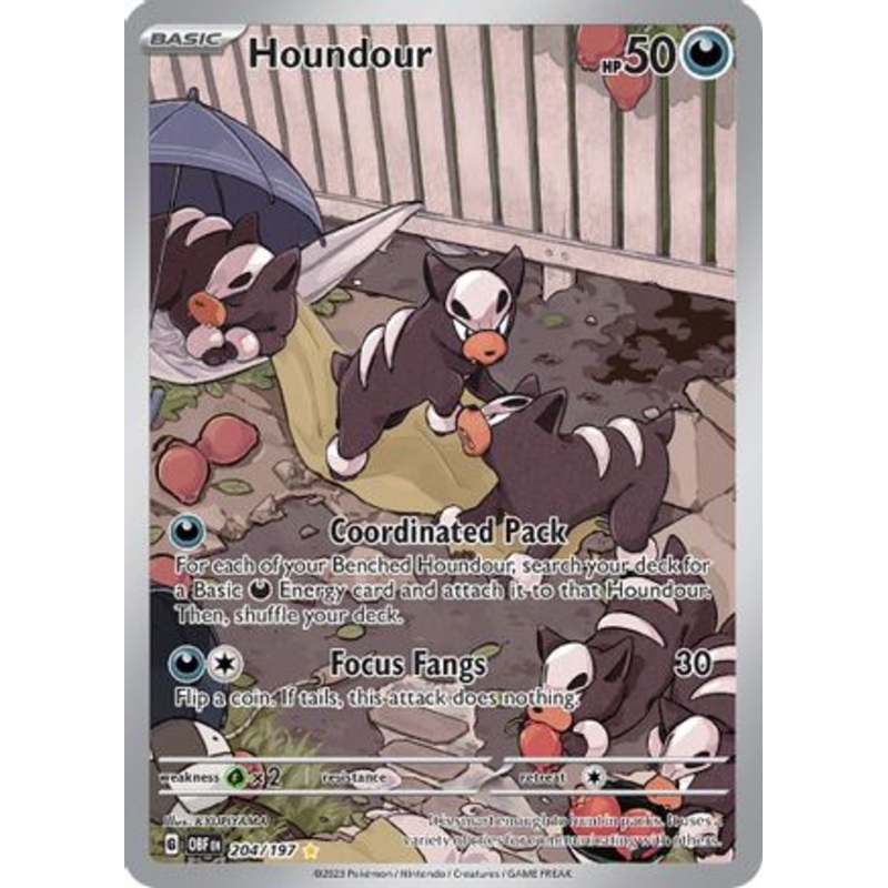 Houndour 204/197  - Holofoil SV03 Obsidian Flames - Illustration Rare
