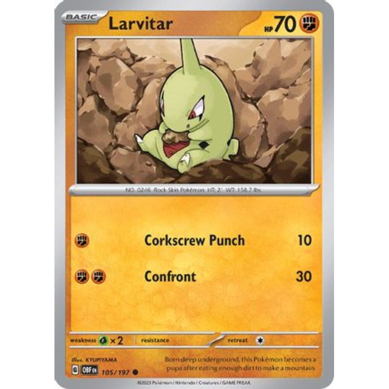 Larvitar 105/197  - Reverse Holofoil SV03 Obsidian Flames - Common