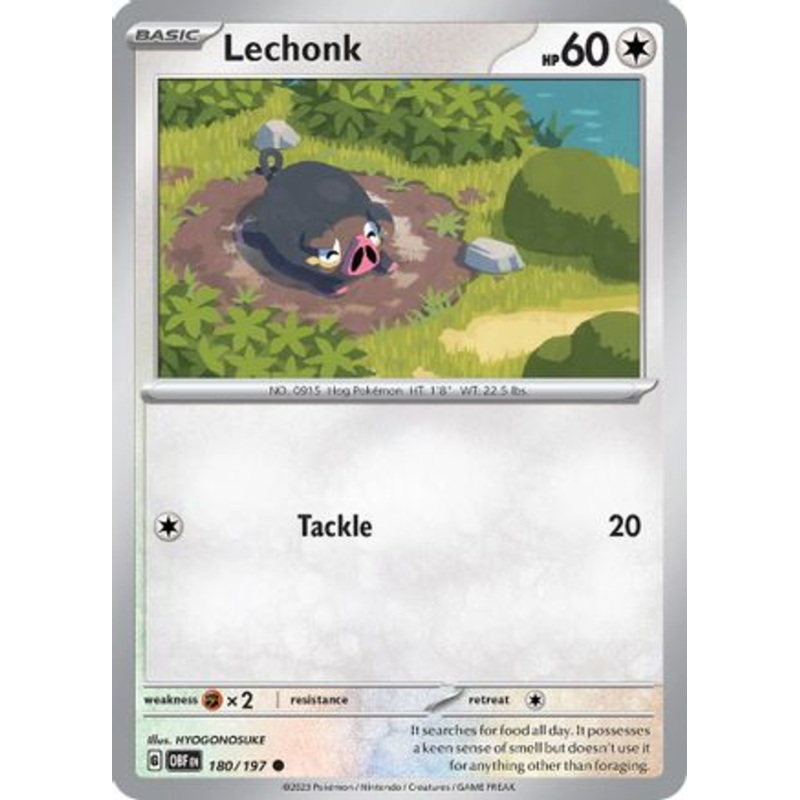 Lechonk 180/197  - Reverse Holofoil SV03 Obsidian Flames - Common