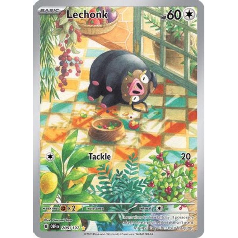 Lechonk 209/197  - Holofoil SV03 Obsidian Flames - Illustration Rare