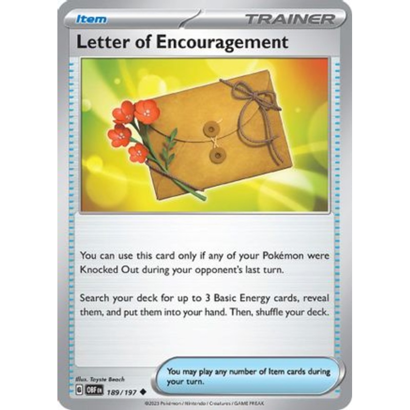 Letter of Encouragement 189/197  - Reverse Holofoil SV03 Obsidian Flames - Uncommon