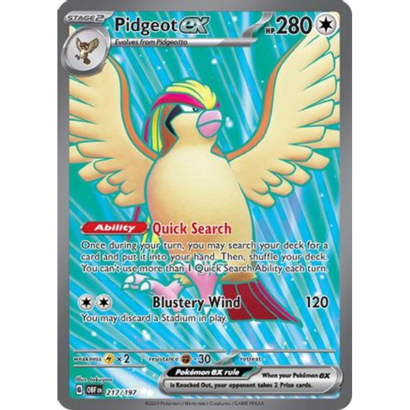 Pidgeot ex 217/197  - Holofoil SV03 Obsidian Flames - Ultra Rare