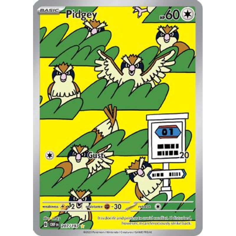 Pidgey 207/197  - Holofoil SV03 Obsidian Flames - Illustration Rare