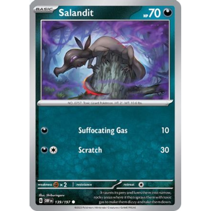 Salandit 139/197  - Reverse Holofoil SV03 Obsidian Flames - Common