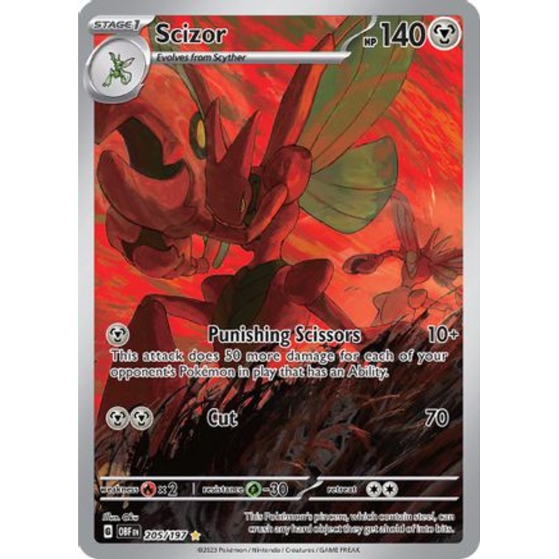 Scizor 205/197  - Holofoil SV03 Obsidian Flames - Illustration Rare