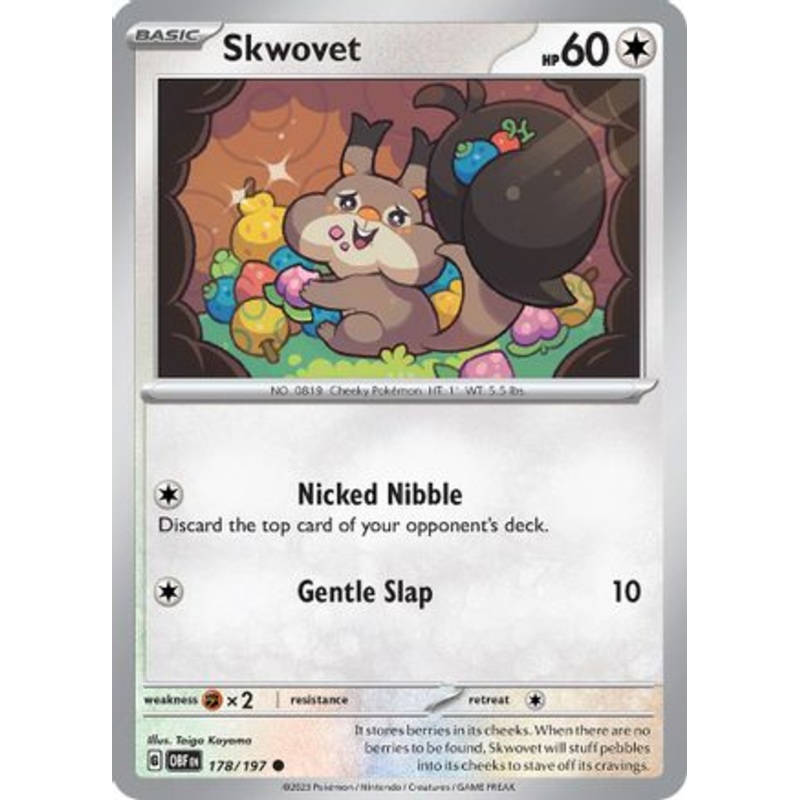 Skwovet 178/197  - Reverse Holofoil SV03 Obsidian Flames - Common