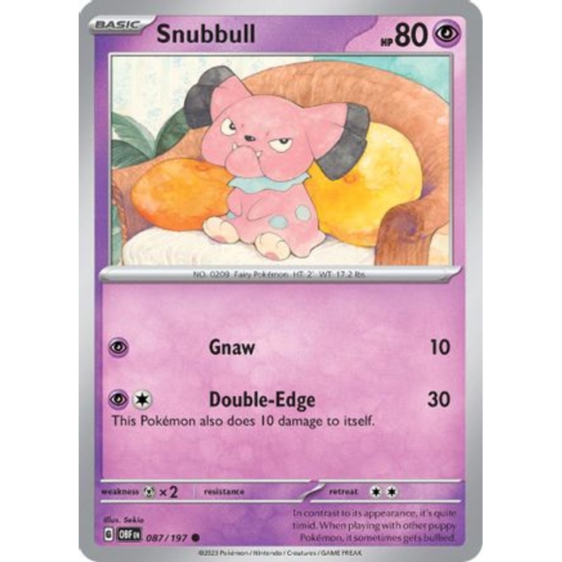 Snubbull 087/197  - Reverse Holofoil SV03 Obsidian Flames - Common
