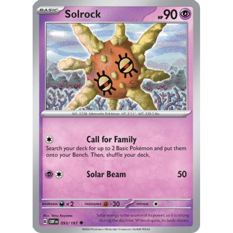 Solrock 093/197  - Reverse Holofoil SV03 Obsidian Flames - Uncommon