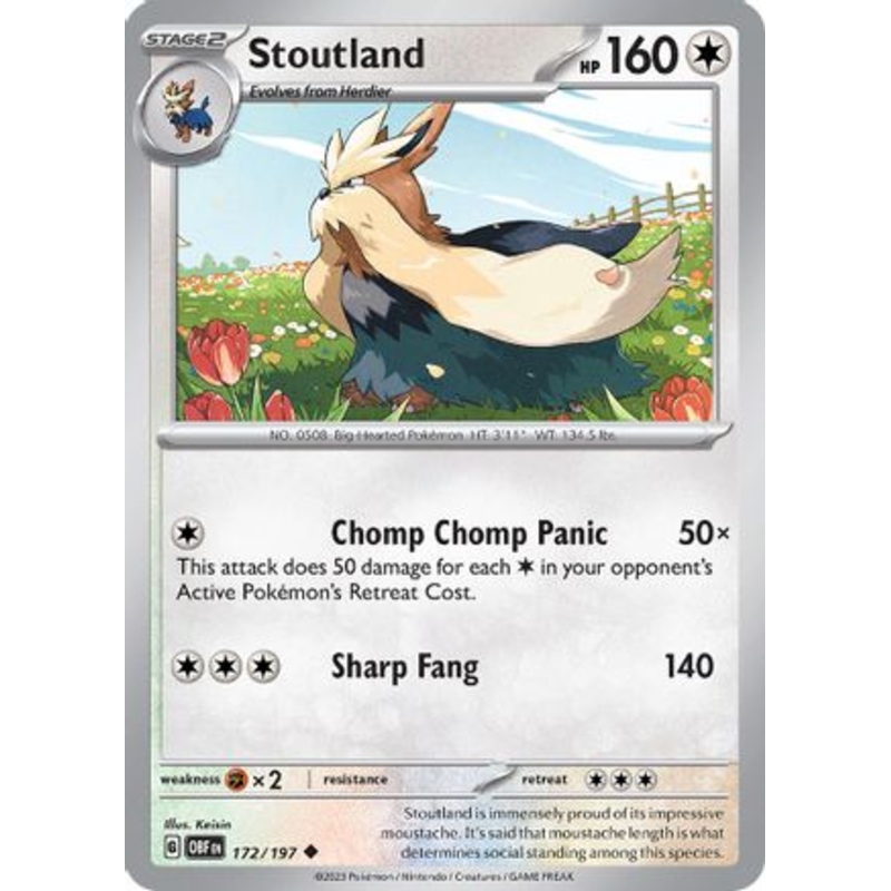 Stoutland 172/197  - Reverse Holofoil SV03 Obsidian Flames - Uncommon