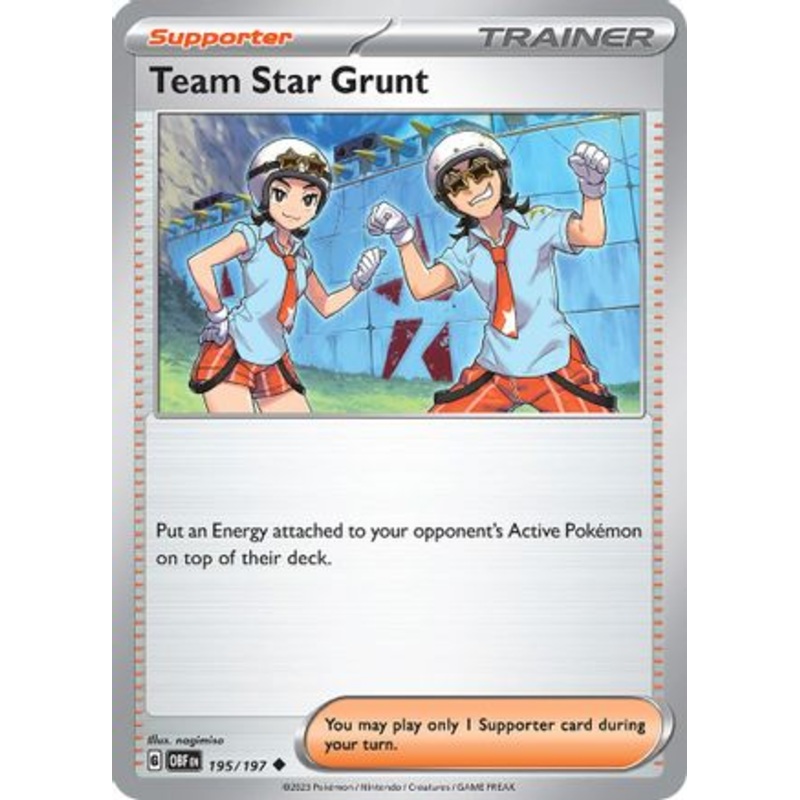 Team Star Grunt 195/197  - Reverse Holofoil SV03 Obsidian Flames - Uncommon