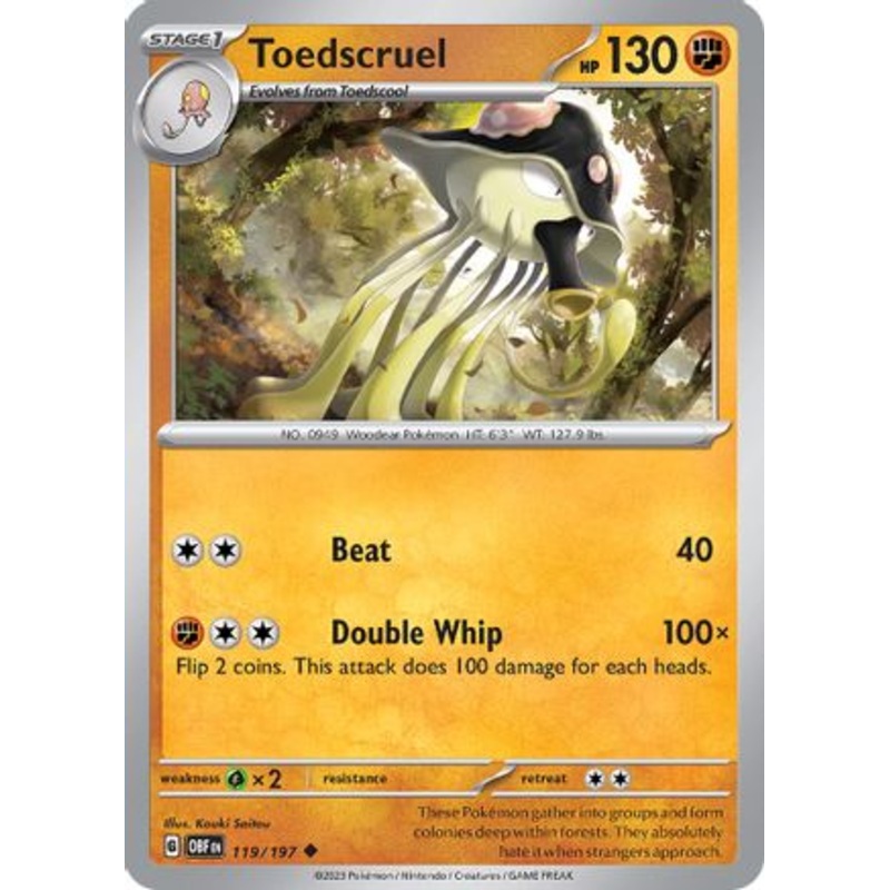 Toedscruel 119/197  - Reverse Holofoil SV03 Obsidian Flames - Uncommon