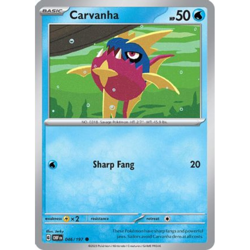 Carvanha 046/197  - Reverse Holofoil SV03 Obsidian Flames - Common