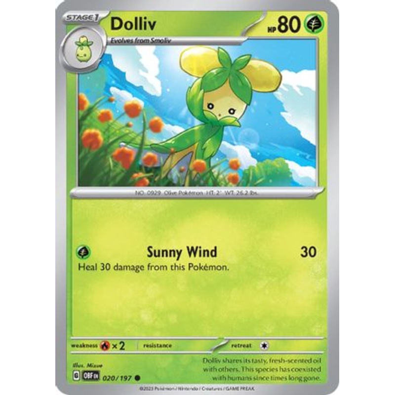 Dolliv 020/197  - Reverse Holofoil SV03 Obsidian Flames - Common